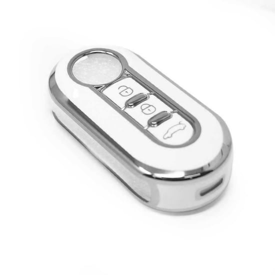New-Aftermarket-Nano-High-Quality-Cover-For-Fiat-Remote-Key-3-Button-White-Color-Silver-Frame-FIAT-A11Y---Emirates-Keys