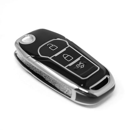 New-Aftermarket-Nano-High-Quality-Cover-For-Ford-Remote-Key-3-Button-Black-Color-Silver-Frame-Ford-F11Y---Emirates-Keys