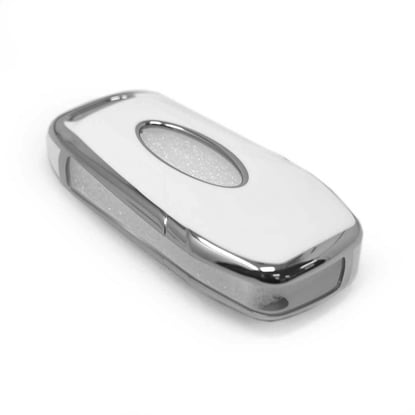 New-Aftermarket-Nano-High-Quality-Cover-For-Ford-Remote-Key-3-Button-White-Color-Silver-Frame-Ford-F11Y---Emirates-Keys