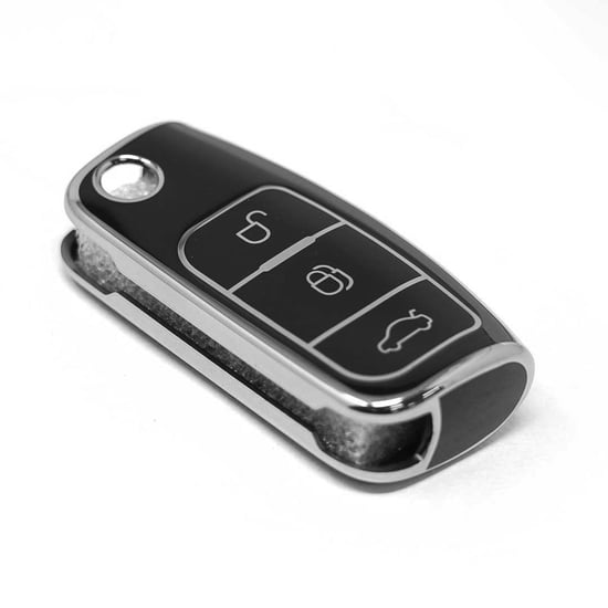 New-Aftermarket-Nano-High-Quality-Cover-For-Ford-Remote-Key-3-Button-Black-Color-Silver-Frame-Ford-G11Y---Emirates-Keys