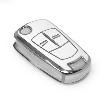 New-Aftermarket-Nano-High-Quality-Cover-For-Opel-Remote-Key-2-Button-White-Color-Silver-Frame-OPEL-A11Y---Emirates-Keys
