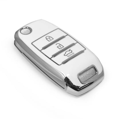 New-Aftermarket-Nano-High-Quality-Cover-For-Kia-Remote-Key-3-Button-White-Color-Silver-Frame-KIA-B11Y3---Emirates-Keys