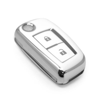 New-Aftermarket-Nano-High-Quality-Cover-For-Nissan-Remote-Key-2-Button-White-Color-Silver-Frame-NS-B11Y2---Emirates-Keys