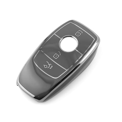 New-Aftermarket-Nano-High-Quality-Cover-For-Mercedes-Remote-Key-3-Button-Dark-Gray-Color-Silver-Frame-Benz-B11Y3---Emirates-Keys