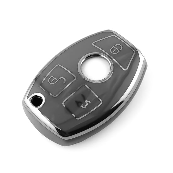 New-Aftermarket-Nano-High-Quality-Cover-For-Mercedes-Remote-Key-3-Button-Dark-Gray-Color-Silver-Frame-Benz-A11Y3---Emirates-Keys