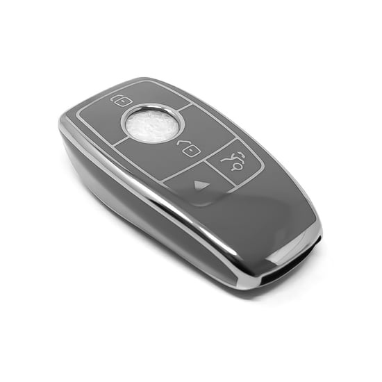 New-Aftermarket-Nano-High-Quality-Cover-For-Mercedes-Remote-Key-4-Button-Dark-Gray-Color-Silver-Frame-Benz-B11Y4---Emirates-Keys