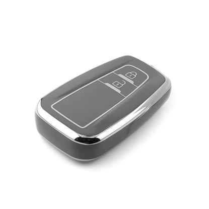 New-Aftermarket-Nano-High-Quality-Cover-For-Toyota-Remote-Key-2-Button-Dark-Gray-Color-Silver-Frame-TYT-B11Y2---Emirates-Keys
