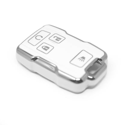 New-Aftermarket-Nano-High-Quality-Cover-For-GMC-Remote-Key-4-Button-White-Color-Silver-Frame-GMC-B11Y---Emirates-Keys