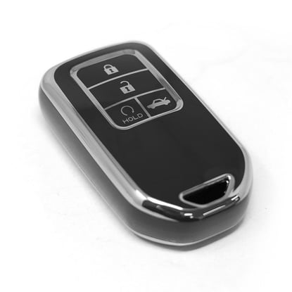 New-Aftermarket-Nano-High-Quality-Cover-For-Honda-Remote-Key-4-Button-Black-Color-Silver-Frame-HD-A11Y4---Emirates-Keys