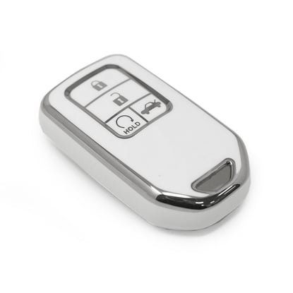 New-Aftermarket-Nano-High-Quality-Cover-For-Honda-Remote-Key-4-Button-White-Color-Silver-Frame-HD-A11Y4---Emirates-Keys