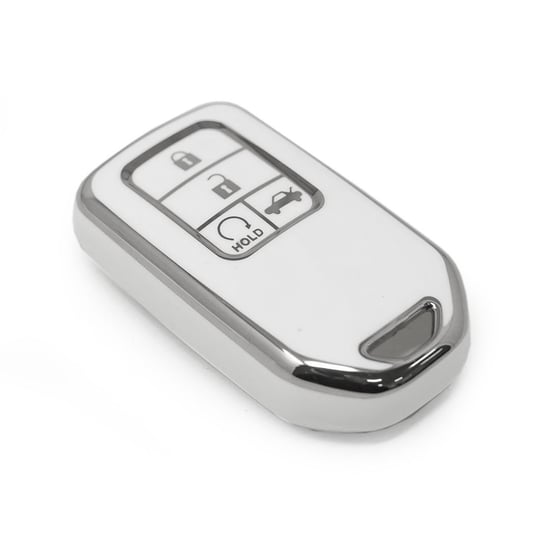 New-Aftermarket-Nano-High-Quality-Cover-For-Honda-Remote-Key-4-Button-White-Color-Silver-Frame-HD-A11Y4---Emirates-Keys