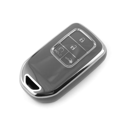 New-Aftermarket-Nano-High-Quality-Cover-For-Honda-Remote-Key-4-Button-Dark-Gray-Color-Silver-Frame-HD-A11Y4---Emirates-Keys