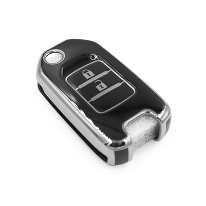 New-Aftermarket-Nano-High-Quality-Cover-For-Honda-Remote-Key-2-Button-Black-Color-Silver-Frame-HD-B11Y2---Emirates-Keys