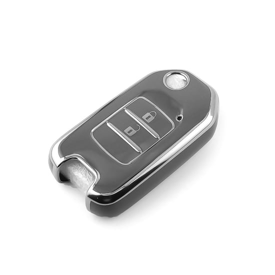 New-Aftermarket-Nano-High-Quality-Cover-For-Honda-Remote-Key-2-Button-Dark-Gray-Color-Silver-Frame-HD-B11Y2---Emirates-Keys