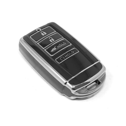 New-Aftermarket-Nano-High-Quality-Cover-For-Honda-Remote-Key-4-Button-Black-Color-Silver-Frame-HD-E11Y4B---Emirates-Keys