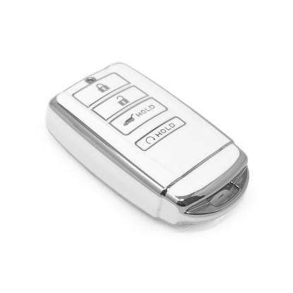 New-Aftermarket-Nano-High-Quality-Cover-For-Honda-Remote-Key-4-Button-White-Color-Silver-Frame-HD-E11Y4B---Emirates-Keys