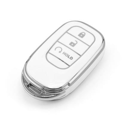 New-Aftermarket-Nano-High-Quality-Cover-For-Honda-Remote-Key-3-Button-White-Color-Silver-Frame-HD-G11Y3B---Emirates-Keys