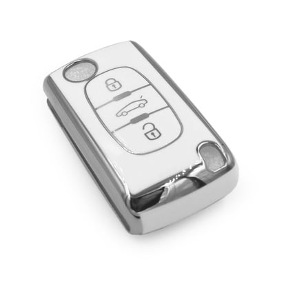 New-Aftermarket-Nano-High-Quality-Cover-For-Peugeot-Remote-Key-3-Button-White-Color-Silver-Frame-PG-D11Y3---Emirates-Keys