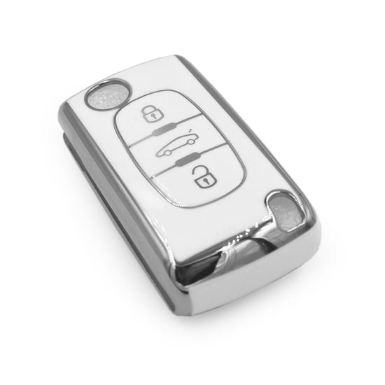 New-Aftermarket-Nano-High-Quality-Cover-For-Peugeot-Remote-Key-3-Button-White-Color-Silver-Frame-PG-D11Y3---Emirates-Keys
