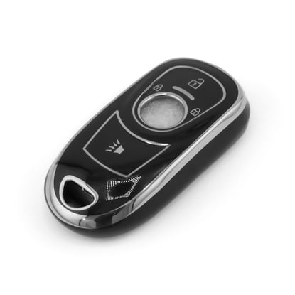 New-Aftermarket-Nano-High-Quality-Cover-For-Buick-Remote-Key-4-Button-Black-Color-Silver-Frame-BK-A11Y4B---Emirates-Keys