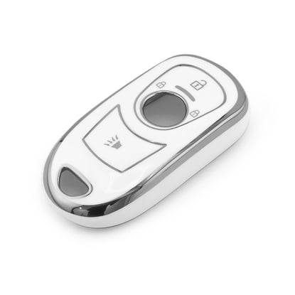 New-Aftermarket-Nano-High-Quality-Cover-For-Buick-Remote-Key-4-Button-White-Color-Silver-Frame-BK-A11Y4B---Emirates-Keys
