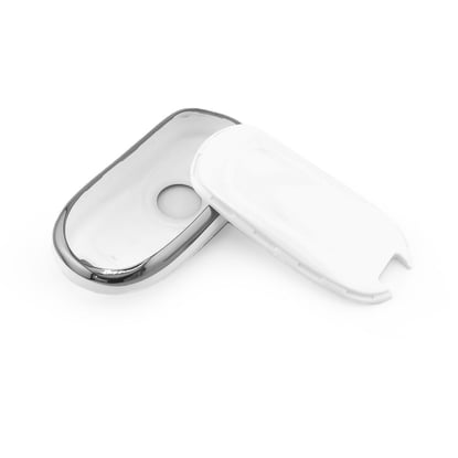 New-Aftermarket-Nano-High-Quality-Cover-For-Buick-Remote-Key-4-Button-White-Color-Silver-Frame-BK-A11Y4B---Emirates-Keys