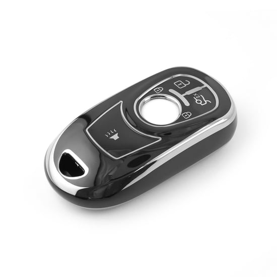 New-Aftermarket-Nano-High-Quality-Cover-For-Buick-Remote-Key-5-Button-Black-Color-Silver-Frame-BK-A11Y5B---Emirates-Keys
