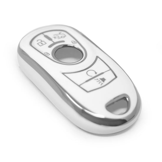 New-Aftermarket-Nano-High-Quality-Cover-For-Buick-Remote-Key-6-Button-White-Color-Silver-Frame-BK-A11Y6B---Emirates-Keys
