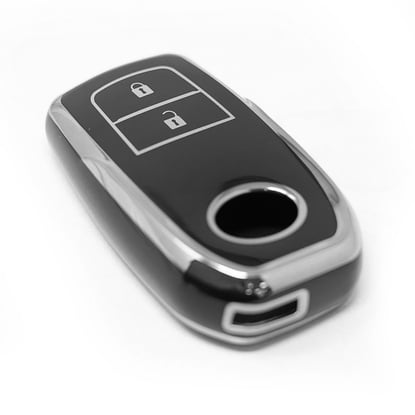 New-Aftermarket-Nano-High-Quality-Cover-For-Toyota-Remote-Key-2-Button-Black-Color-Silver-Frame-TYT-A11Y2---Emirates-Keys