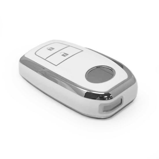 New-Aftermarket-Nano-High-Quality-Cover-For-Toyota-Remote-Key-2-Button-White-Color-Silver-Frame-TYT-A11Y2---Emirates-Keys