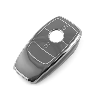 New-Aftermarket-Nano-High-Quality-Cover-For-Mercedes-Remote-Key-2-Button-Dark-Gray-Color-Silver-Frame-Benz-B11Y2---Emirates-Keys