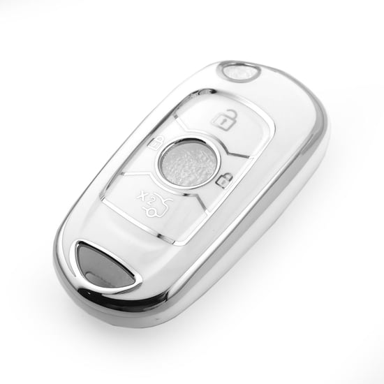 New-Aftermarket-Nano-High-Quality-Cover-For-Buick-Remote-Key-4-Button-White-Color-Silver-Frame-BK-B11Y---Emirates-Keys