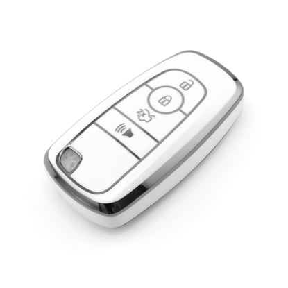 New-Aftermarket-Nano-High-Quality-Cover-For-Ford-Remote-Key-4-Button-White-Color-Silver-Frame-Ford-B11Y4B---Emirates-Keys