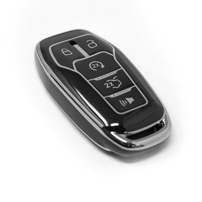 New-Aftermarket-Nano-High-Quality-Cover-For-Ford-Remote-Key-5-Button-Black-Color-Silver-Frame-Ford-A11Y---Emirates-Keys