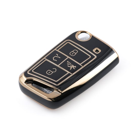 New-Aftermarket-Nano-High-Quality-Cover-For-Volkswagen-Flip-Remote-Key-4-Buttons-Black-Color-VW-B11J4---Emirates-Keys