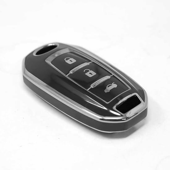 New-Aftermarket-Nano-High-Quality-Cover-For-Infiniti-Remote-Key-3-Button-Black-Color-Silver-Frame-IFNT-A11J---Emirates-Keys