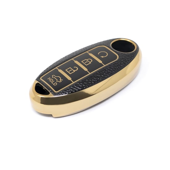 New-Aftermarket-Nano-High-Quality-Gold-Leather-Cover-For-Nissan-Remote-Key-4-Buttons-Black-Color-NS-A13J4B---Emirates-Keys