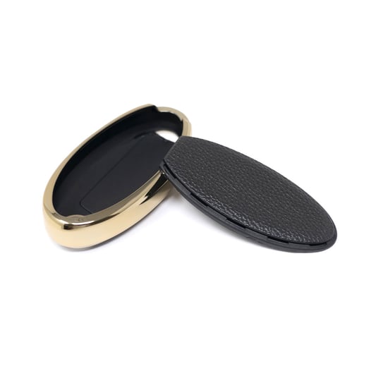 New-Aftermarket-Nano-High-Quality-Gold-Leather-Cover-For-Nissan-Remote-Key-4-Buttons-Black-Color-NS-A13J4B---Emirates-Keys