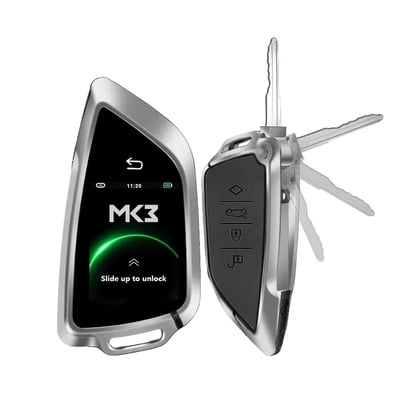 New Aftermarket LCD SK-06 Universal Flip Remote Key Knife Style Silicone Black Color ( PKE Car-Level Comfortable Entry System )  | MK3