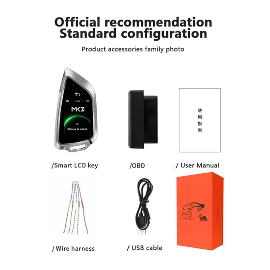 New Aftermarket LCD SK-06 Universal Flip Remote Key Knife Style Silicone Black Color ( PKE Car-Level Comfortable Entry System )  | MK3