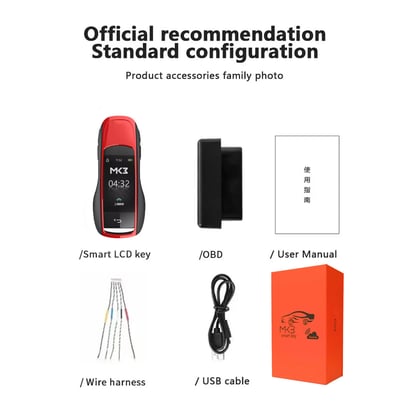New Aftermarket LCD ZS-09 MH-09 Universal Flip Remote Key Porsche Style Silicone Red Color ( PKE Car-Level Comfortable Entry System )  | MK3
