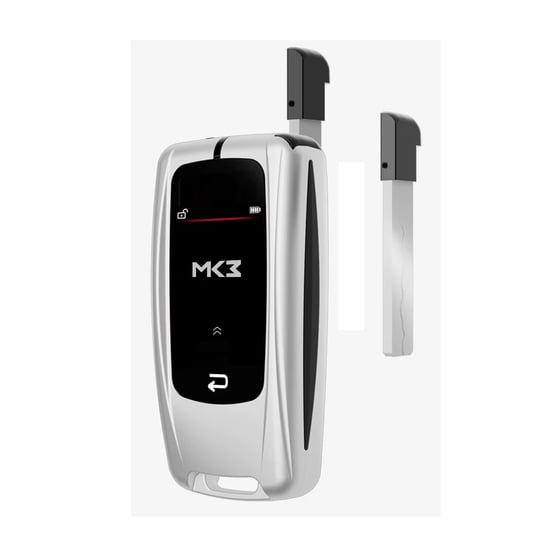 New Aftermarket LCD MH-10 Universal Flip Remote Key Silicone Silver Color ( PKE Car-Level Comfortable Entry System )  | MK3