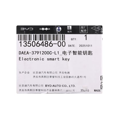 Picture of BYD Genuine Smart Remote Key 4 Buttons 433.92MHz 13506486-00