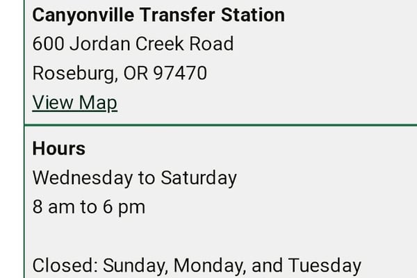 Canyonville transfer station