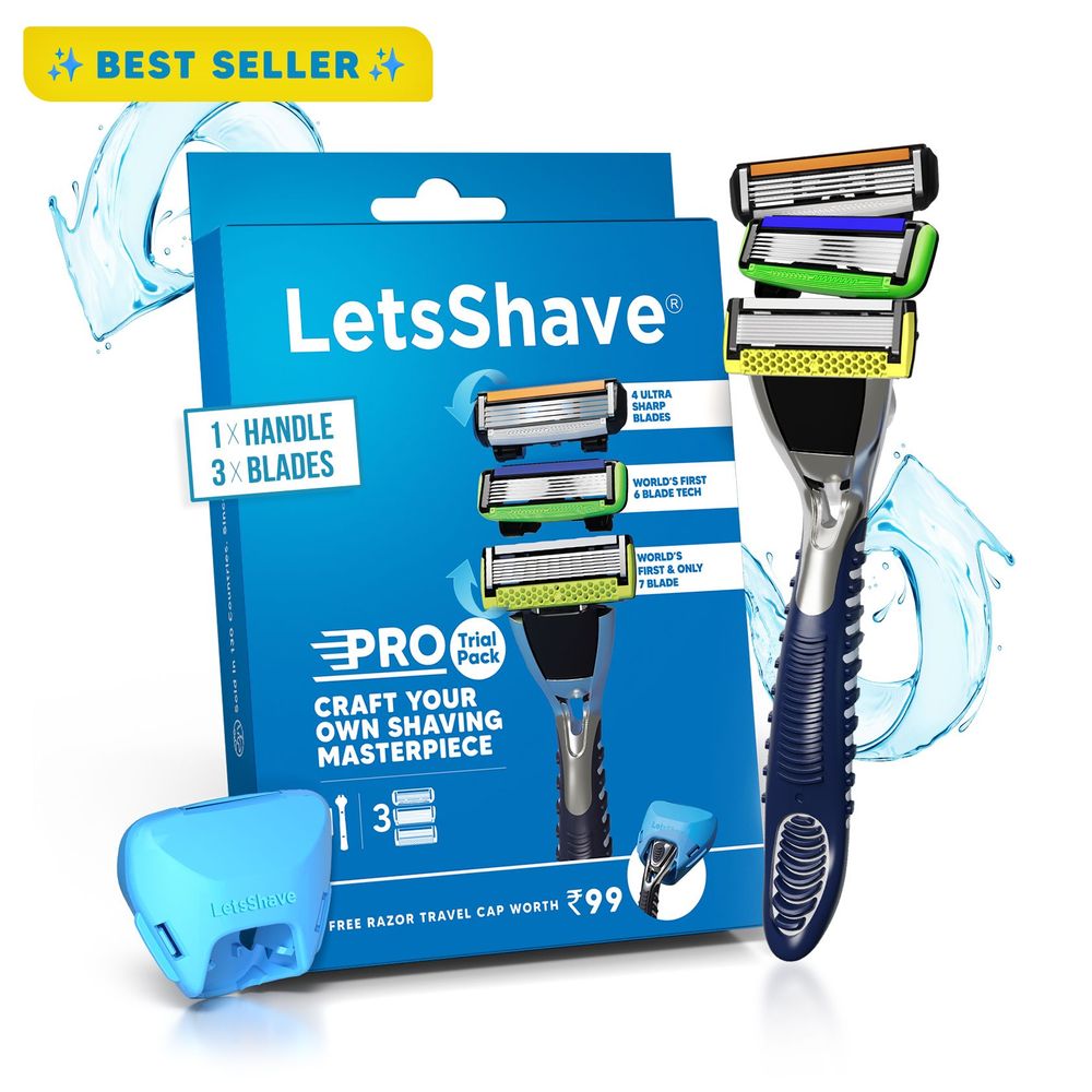 LetsShave Trial Pack ( Pro 7 Blade + Pro 6 Sensitive Blade + pro 4 Blade Cartridge) Free Razor cap