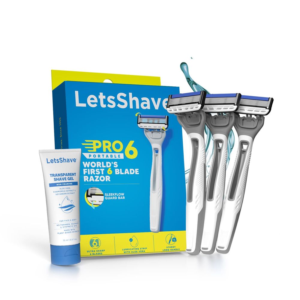 Pro 6 Portable World's First 6 Blade (Pack of 3) + FREE Travel Cap