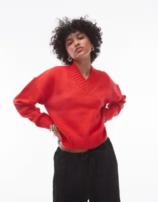 Knitted High V-Neck Clean Jumper