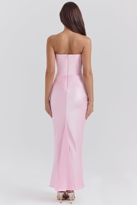 Persephone Rose Shadow Strapless Corset Maxi Dress