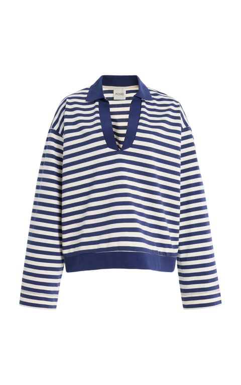 Haisley Striped Cotton Polo Top