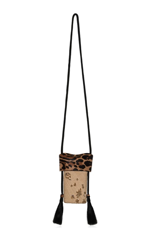 Moon & Mambo Leather-Trimmed Shoulder Bag